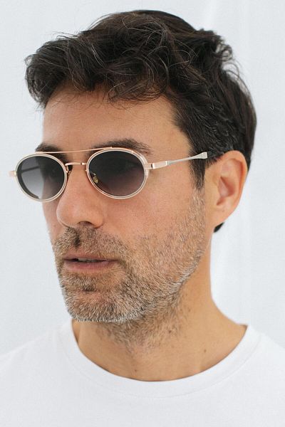 Bilge Karga Larg Gold Silver Green Gradient Men's Sunglasses