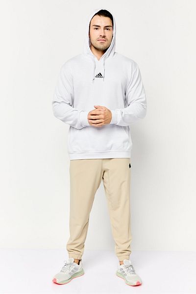 adidas Men Sportswear Fit Embroidered Logo Long Sleeves Outdoor Hoodie, Dash Grey