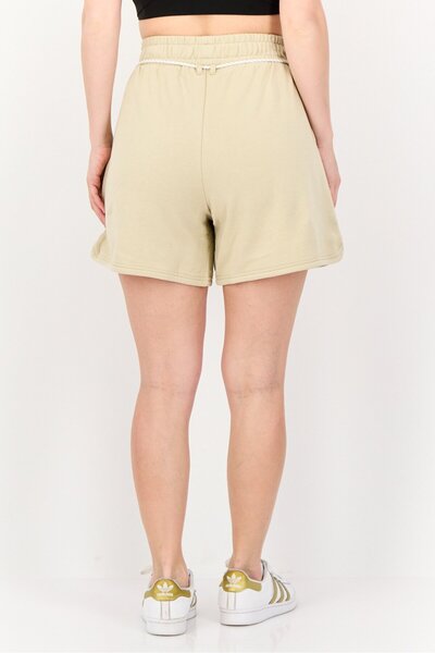 Puma Women Embroidered Logo Training Shorts, Beige