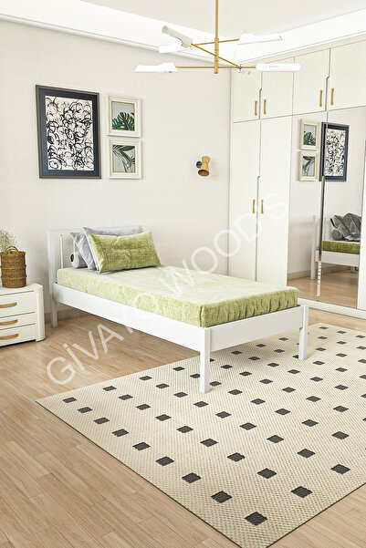 GİVAYO WOOD'S MOOG Beyaz MDF Yatak Karyola