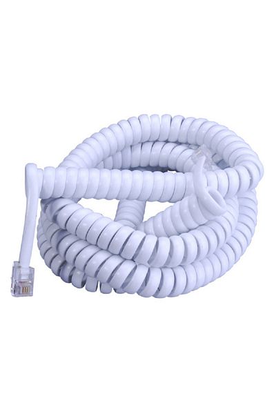 Monster Jhiu Just Hook It Up 4-Conductor Telephone Handset Coiled Cord White 12ft