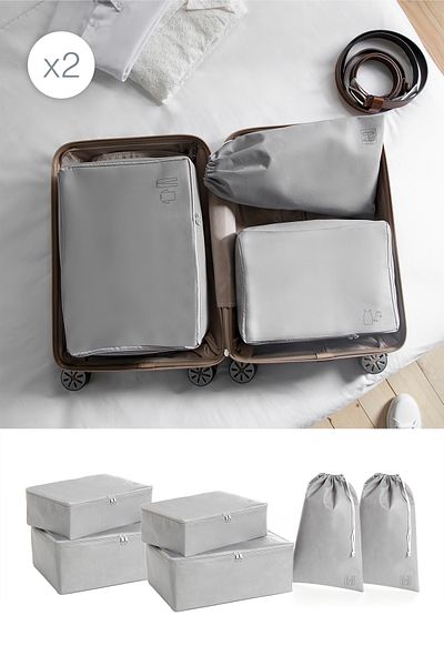 Ocean Home Textile 6 Pieces Gray Suitcase Organizer Suitcase Organizer Set, Travel Bag