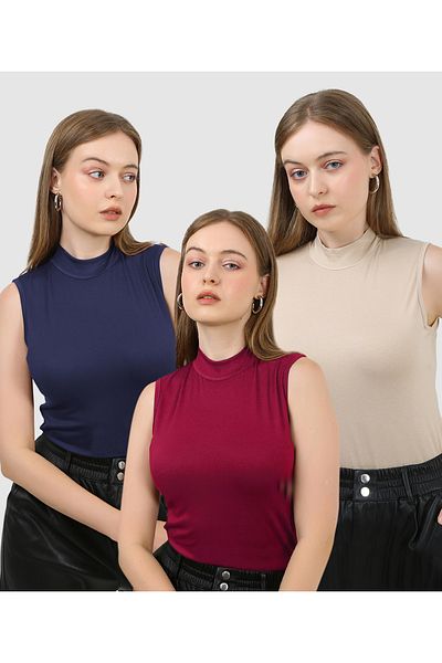 JustMORE Women's 3-Piece Sleeveless Bodysuit