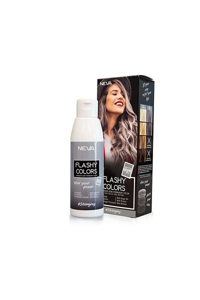 Neva Flashy Colors Silver Gray, Semi-permanent hair color, silver gray, 100% vegan, Neva, 100 ml