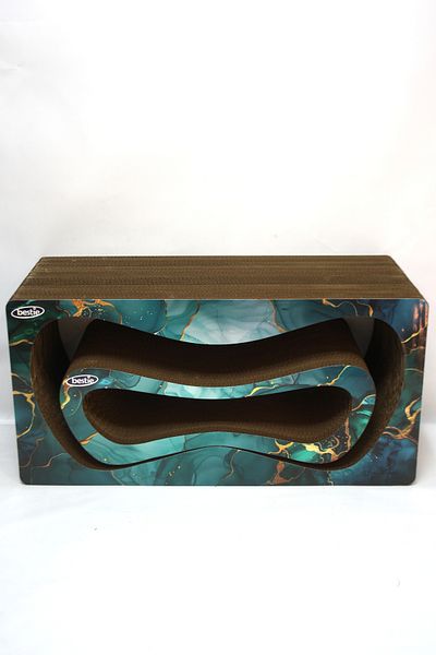 Bestie Mega 2-Piece - Cat Scratching Sofa Cardboard Cat Scratching Horizontal Scratching- 3D Emerald Pattern