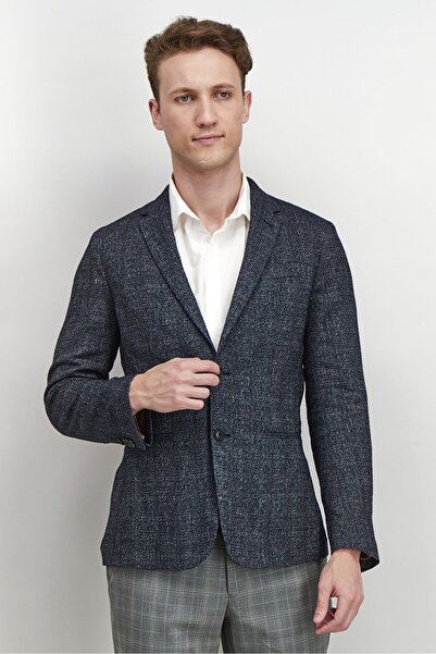 Paul Smith Men Slim Fit Two Buttoned Mono Chrome Jacket Suit, Navy