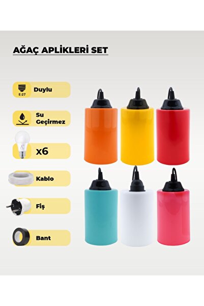 Ready Set Mixed Color Tree Lantern - 6 Pcs (Yellow Light Bulb, Cable, Plug and Tape Included)