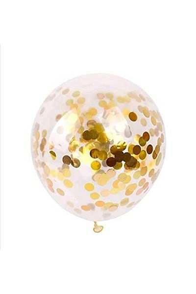 zola Set of 10 confetti balloons,golden and transparent, diameter 33 cm