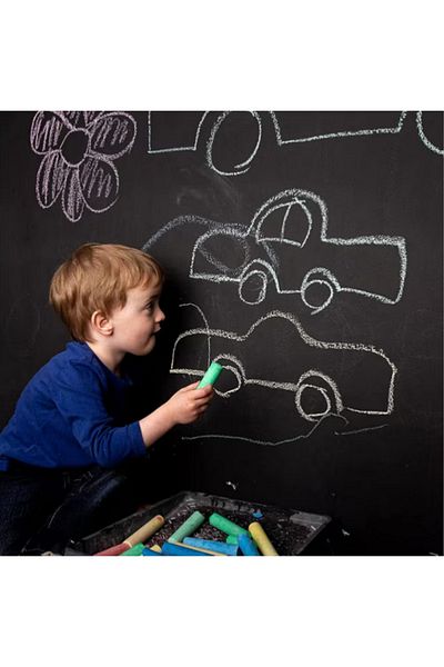 ideal STORE idealSTORE Black Chalkboard with Self-Adhesive Chalk, For Writing and Drawing, Includes White Chalk and