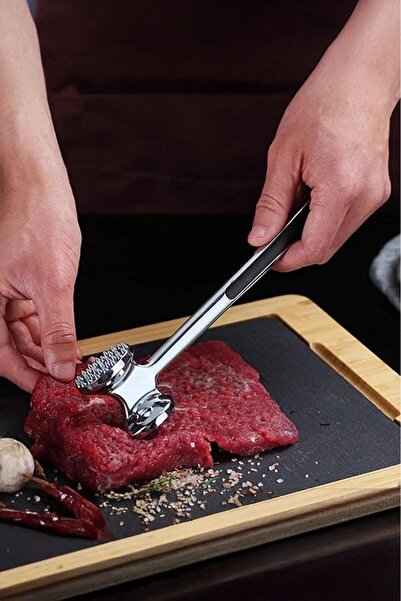 morponi Çift Taraflı Paslanmaz Çelik Metal Et Dövücü Et Çekiç Biftek Knock-Ta...