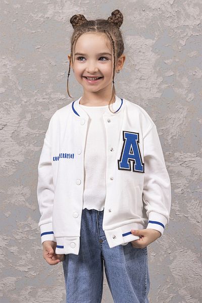 DMB BOYS & GIRLS Printed College Style Sweat Girl's Cardigan