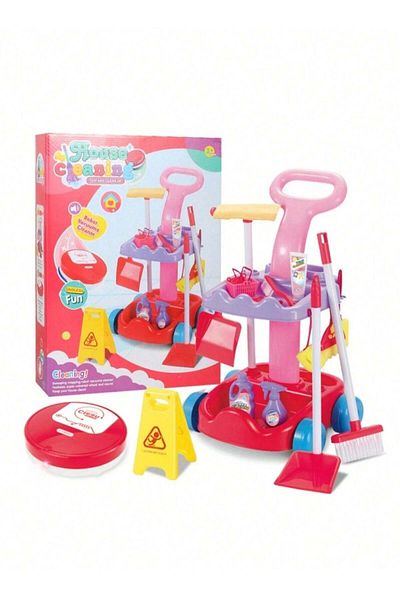 Toybox مجموعة ألعاب تنظيف المكنسة الكهربائية الروبوتية مع عربة، مجموعة تنظيف تظاهرية للأطفال