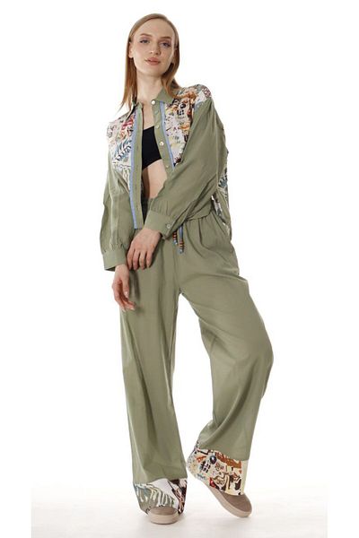 Rojbin Fırat Butik Sch-Women's Patterned Shirt & Trousers Set – Summer Combination
