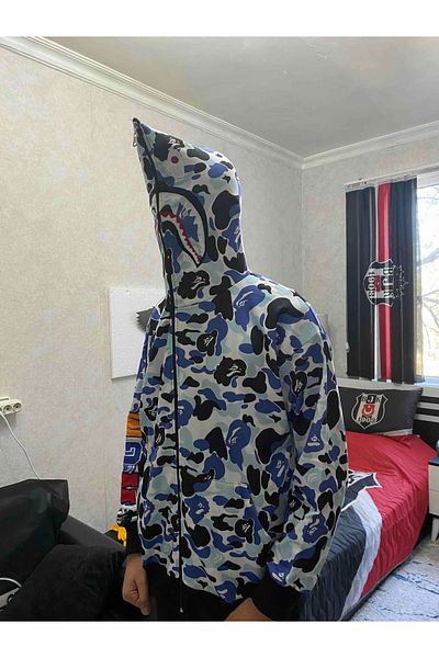 Silerra Унисекс суичър с качулка Pubg Bape x Shark - сив
