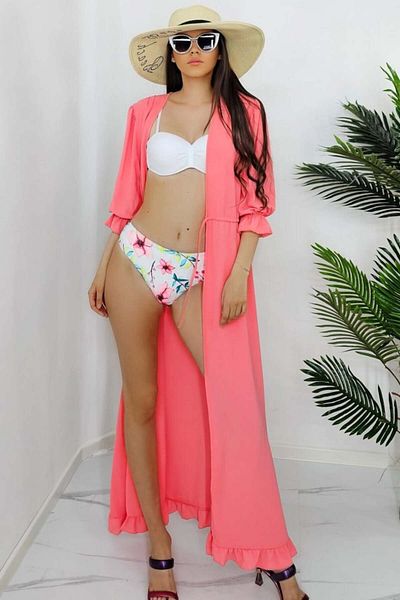 FashionForYou Azalee Two-piece Swimsuit, Floral Print And Plain Push-up Bra, White Hibiscus, 38