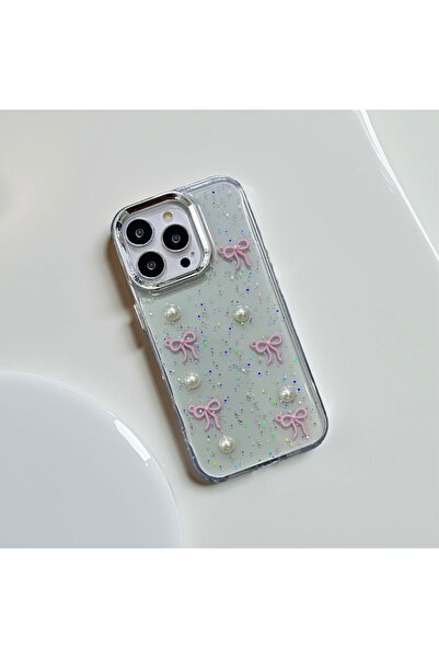 HYPERSOFT Iphone 15 (6.1 inç) Uyumlu Simli Kabartma Figürlü Parlak Epoksi Lux...
