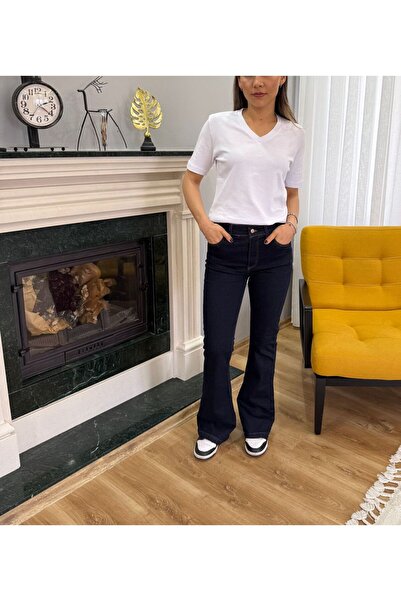 SeHlen Butik Koyu Lacivert İspanyol Jean