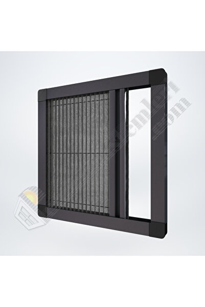Eylül Cam Balkon Akordeon Pileli Pilise Pencere Sineklik, Antrasit, 75 cm ile 140 cm arası, Istenilen Ölçüde