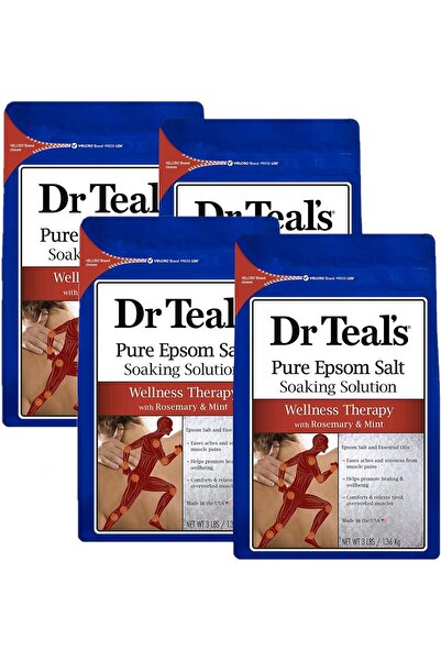 Dr Teals مجموعة هدايا حمام الدكتور تيل برائحة إكليل الجبل والنعناع (عبوة من 4 قطع، وزن الواحدة 3 أرطال) - محلول نقع للعلاج الصحي