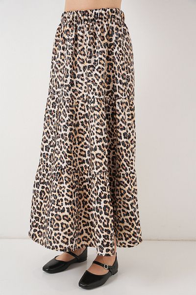 Bigdart Women's Patterned Long Skirt 8053 - C. Brown