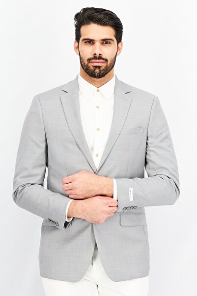 Bar III Men Regular Fit Solid Formal Blazer, Light Grey