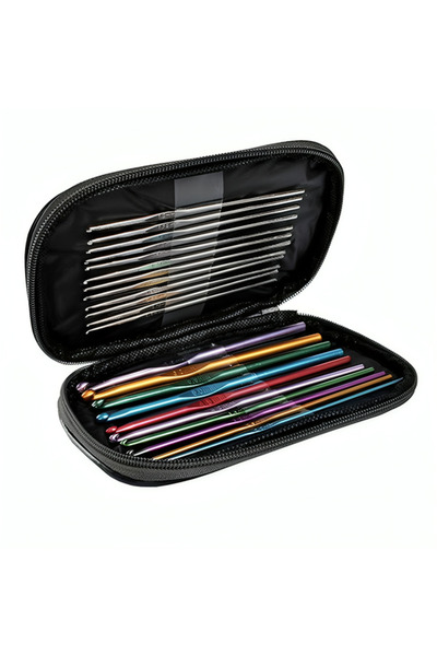 ideal STORE Set de Crosetat idealSTORE, Include 50 de Articole, Dimensiuni Crosetat 0, 6-6, 5 mm, Husa din Piele