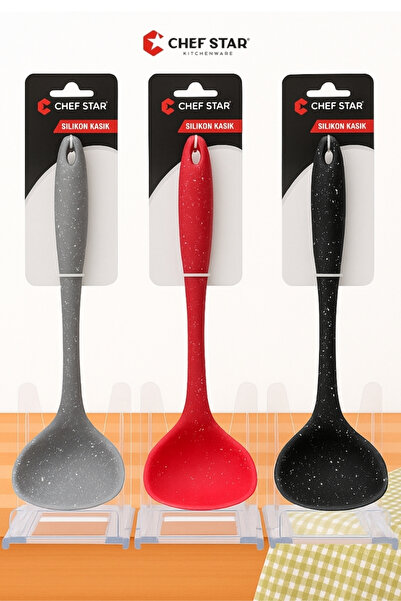 Chefstar GRANİT DESENLİ ISIYA DAYANIKLI SİLİKON MUTFAK SERVİS KAŞIĞI