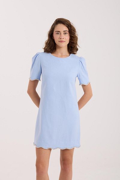 NOK İSTANBUL Shine Bright 100% Linen Dress Baby Blue