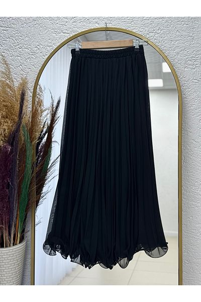 MİHRA STORE Fusta din șifon Mirora Misineli-BN8613 Negru