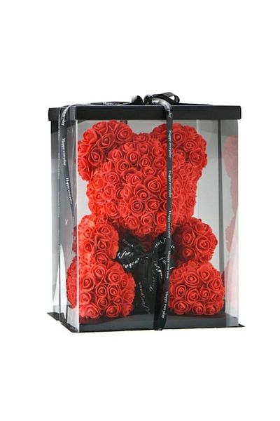 OEM Handmade Red Teddy Bear Made of Roses, Height 25 Cm - The Perfect Gift