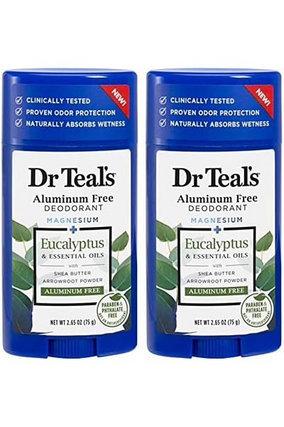 Dr Teals Dr. Teal's Aluminum Free Deodorant - Eucalyptus - Paraben & Phthalate Free - 2.65 oz Pack of 2