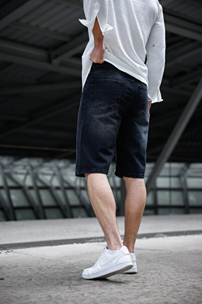 Newtime Men's Relaxed Fit Baggy Fit 100% Cotton Anthracite Denim Shorts