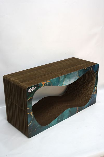 Bestie Cat Scratching Sofa Cardboard Cat Scratching Horizontal Scratching- Xlarge (68X24X33 cm)- 3D Emerald Pattern