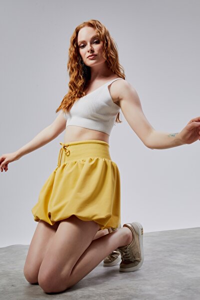 TF The Fancy For You Kadın Bel Detaylı Balon Mini Etek