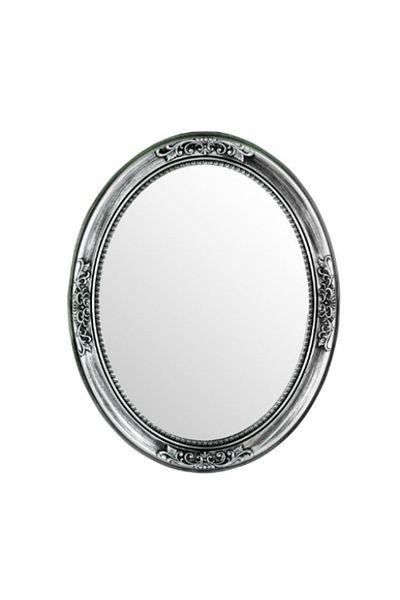 OEM Oglinda decorativa ovala, argintie, stil baroc, 56 x 70 cm, potrivita pentru baie, sufragerie, hol