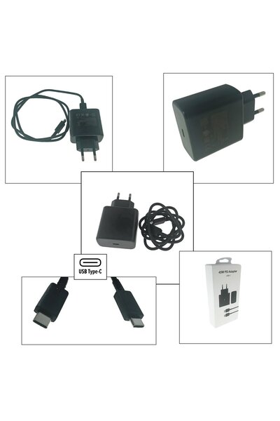 OEM Set incarcator retea 45W, PD, cu port USB-C si cablu cu conectori USB-C, 10451, negru