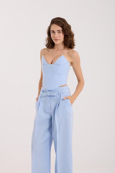 NOK İSTANBUL 100% Linen Kate Trousers Baby Blue