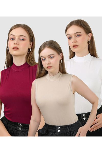 JustMORE Women's 3-Piece Sleeveless Bodysuit