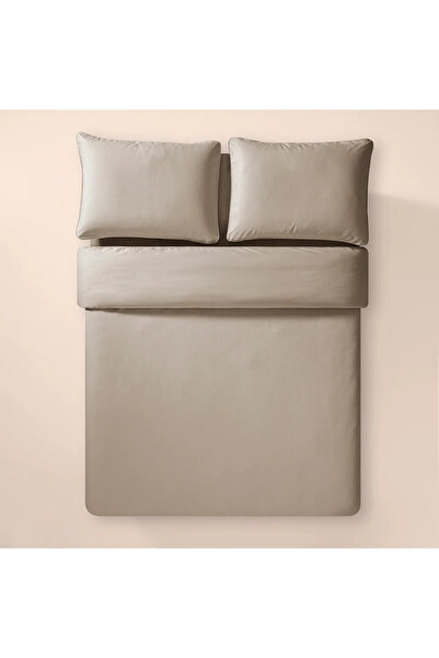 Penelope 100% Cotton Percale Duvet Cover Set 240X220 cm Stone Color - Pure Series