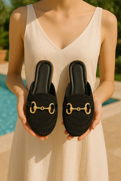 BYRAMSE Women's Closed-Front Knitted Slippers Stylish Detailed Summer Home Dowry Bundle Front Door Slippers (Slim Fit)