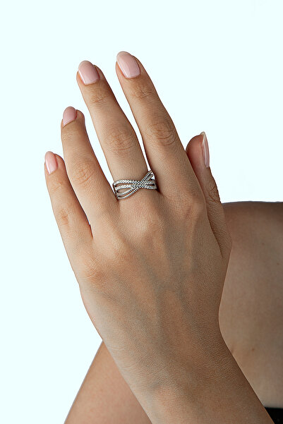 innuendo jewelery 925 Ayar Gümüş Dalgalı Taşlı Yüzük