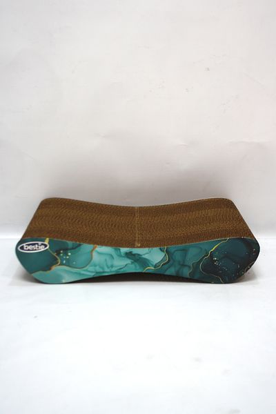 Bestie Cardboard Cat Scratching Sofa - Small - (43X8,5X24 cm) - 3D Emerald Pattern
