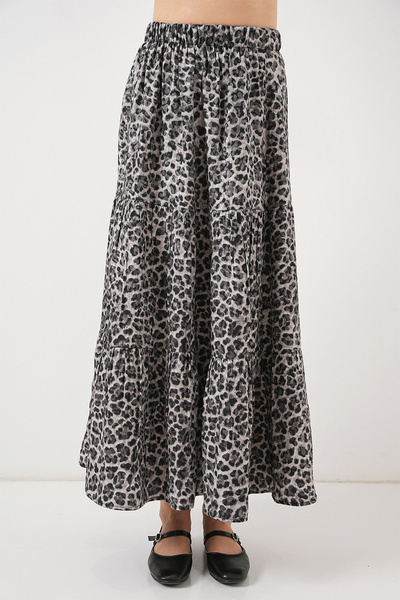 Bigdart Women's Patterned Long Skirt 8053 - Anthracite