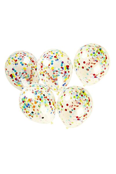 zola Set of 5 latex balloons, filled with confetti, 33 cm, transparent