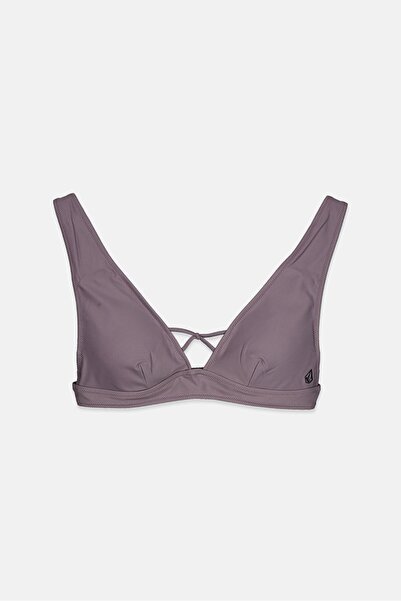 Volcom Women Simply Solid Halter Padded Bra, Dark Purple