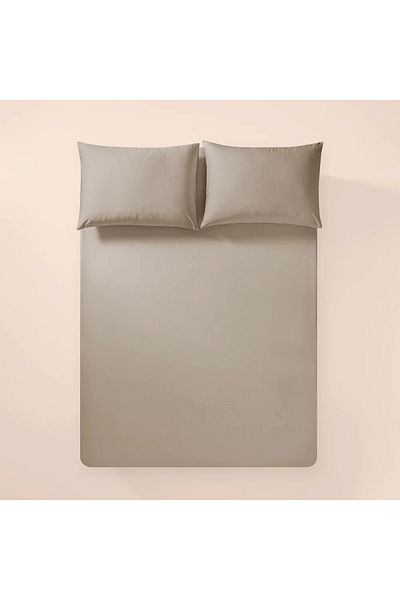 Penelope 100% Cotton Percale Fitted Sheet Set 120X200 cm Stone Color - Pure Series