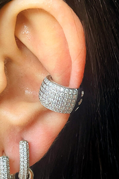 fk studio design Zirkon Taşlı Kalın Earcuff Kıkırdak Küpe