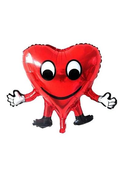 Parti dolabı Cute Smiling Face Red Heart Foil Balloon 45 cm February 14 Surprise Balloon