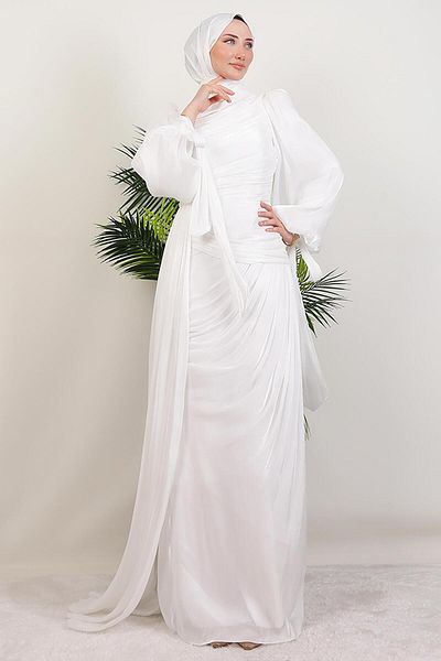 GİYZAMİLA Βραδινό φόρεμα Afra Silk Λευκό