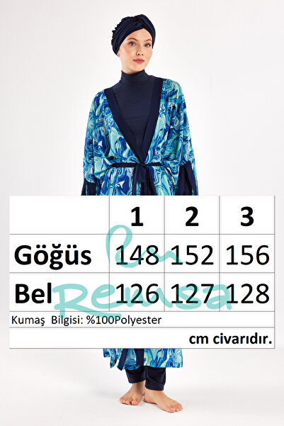 Adasea Single Pareo on Uv Protection Swimwear Kimono 1714 Blue